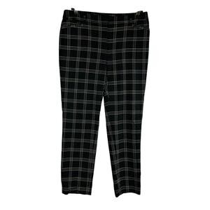 White House Black Market Womans Sz 6 The Slim Gray Ankle Pants Black Plaid